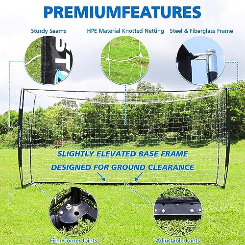 Storgem Soccer Goal,Soccer Net,Soccer Goals for Backyard,with Bow Frame,Collapsible Metal Base and 15 Training Cones - style: 12x6Ft