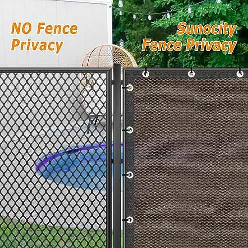 Privacy Fence Screen 8' x 10', 90% Blockage Heavy Duty 170 GSM Fencing Mesh Net Cover for Outdoor Wall Garden Yard Backyard Cable Zip Ties Included Brown-We Make Custom Size - color: Brown, size: 8X10 FT - Custom Sizes
