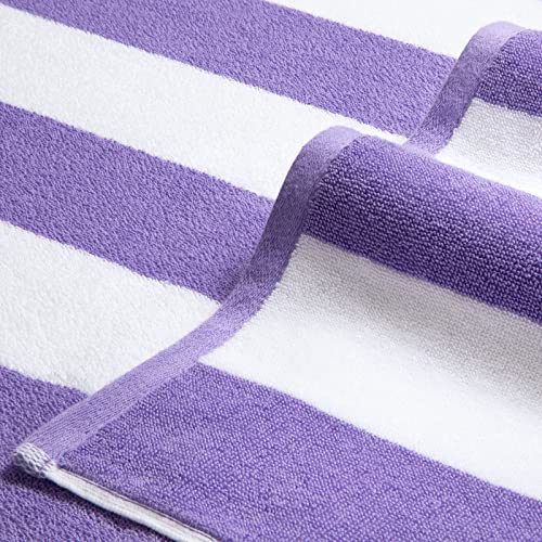 Bornbay Large Beach Towel Oversized - 40"X70" Big Cute Beach Towels, Extra Large Thick Purple Beach Towel, XL Wide Fluffy Swimming Towel Oversize,Giant Stripe Cotton Pool Towel for Adults - color: Violet Purple