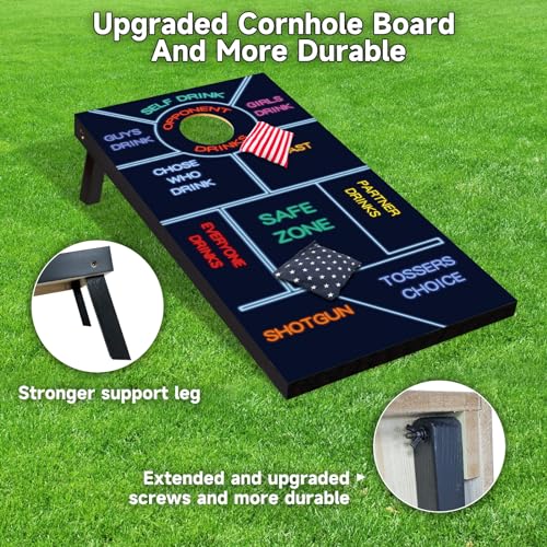 Cornhole Board Set 4x2 Regulation Size Cornhole Set with Carrying Bags & 8 Bean Bags Corn Hole Boards Bean Toss Game for Adults Family Outdoor Lawn Outside Backyard Games - color: Drink, size: 4*2FT