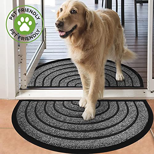 ubdyo 2 Pack Heavy Duty Door Mat Outdoor Entrance - Muddy Dirt Trapping Outdoor Mats - Low Pile Front Door Mat Outside Entrance - Anti Slip Indoor Doormat - 30'' x 17'', Bright Grey