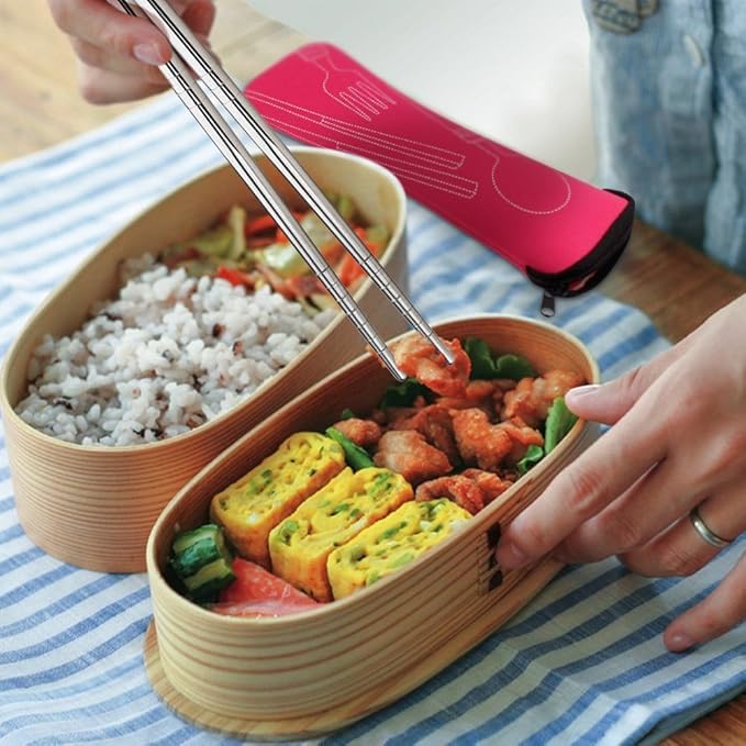 4-piece Cutlery Set, Rust-resistant Stainless Steel Utensils, Suitable for Travel, Camping, Picnics, Work, and Hiking (Red) - color: Red