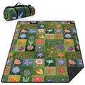 Supfitness Extra Large Picnic Blankets Waterproof Foldable (60 "x 80") Beach Blanket Waterproof Sandproof,3-Layer Thicking Mat Outdoor Packable Camping Blanket - color: Flower-1, size: 5' x 6'8" (Rectangular)