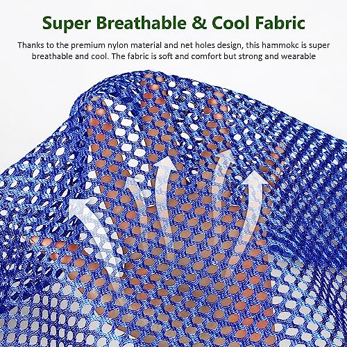 Outdoor Hammock, Super Soft and Breathable Mesh Hammock Made of Cool Nylon with Wooden Bars for Indoor, Balcony, Terrace, Garden, Camping, Backpacking - color: Blue