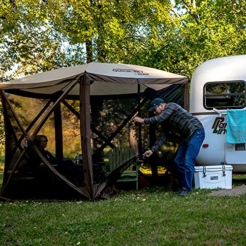 CLAM Quick-Set Pop Up Screen Tent, Venture, 9 x 9 ft, Instant Setup Brown Portable Outdoor Gazebo Canopy Shelter, Compact Bug-Free Camping Tent for Backyard, Beach, Tailgating - Brown - style: Portable