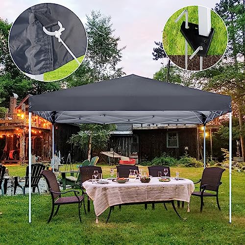 ZENY 10x10 Pop Up Canopy Tent Easy Set-up Outdoor Patio Canopy Adjustable Straight Leg Heights Instant Shelter with Wheeled Bag, Ropes (10x10ft-Grey) - style: 10x10ft-Grey