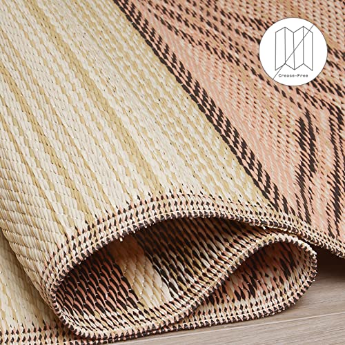 Fab Habitat Outdoor Rug - Waterproof, Fade Resistant, Crease-Free - Premium Recycled Plastic - Tribal Boho - Large Patio, Deck, Sunroom, Camping, RV - Lagos - Sand & Coral - 6 x 9 ft - color: Lagos - Sand & Coral, size: 6' x 9' (Rectangular)