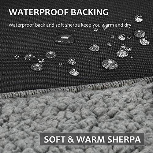 Tirrinia Large Waterproof Outdoor Blanket, Soft Warm Windproof Stadium Blanket with Sherpa Fleece and Foldable for Outdoor Sport, Baseball, Football, Beach, Concerts, Car - color: Black, size: 59" x 79"