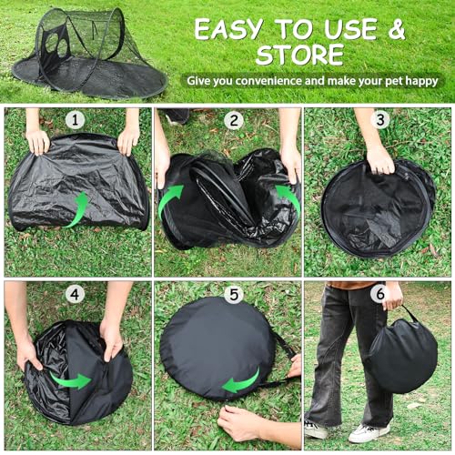Tailtastic Outdoor Cat Tent with Removable Interactive Fabric,Outdoor Cat Enclosures for Indoor Cats, Portable Pet Playpen Ideal for Hiking, Traveling, and Sunbathing-Black
