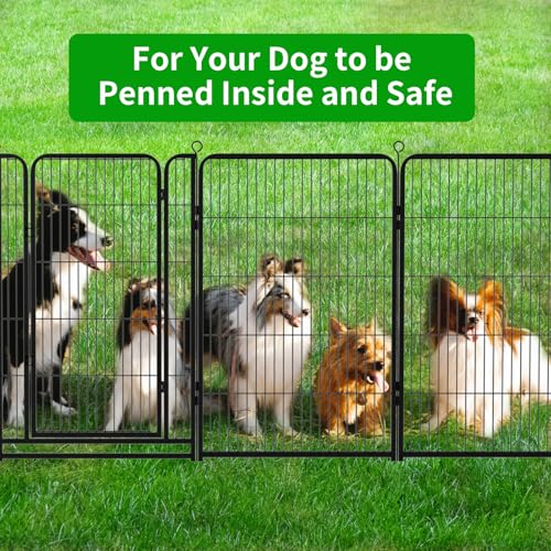 Kfvigoho Dog Playpen Outdoor Extra Wide 16 Piece Panels Heavy Duty Dog Fence 47" Height Anti-Rust with Doors Portable for RV Camping Yard, Total 42FT, 140 Sq.ft, Snowy Black - style: 32"W x 47"H