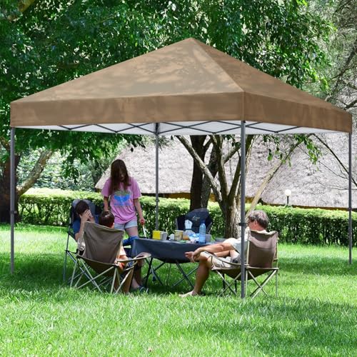 COOSHADE Durable Easy Pop Up Canopy Tent 12x12Ft(Khaki) - color: Khaki, size: 12x12Ft