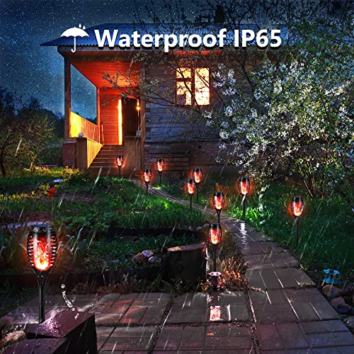 Toodour Solar Torch Flame Lights, 6 Pack Solar Lights Outdoor with Flickering Flame, Waterproof Patio Light Landscape Decoration Lighting for Garden, Lawn, Yard, Outdoor Decor - Red - color: Red, size: 6 Pack