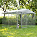 VIVIJASON Outdoor Large Dog Kennel Heavy Duty Fence Dog Cage with Galvanized Chain Link, Outside Pen Playpen Dog Run House with UV & Waterproof Cover and Secure Lock for Backyard(9.84'Lx9.84'Wx7.21'H) - color: 9.84'Lx9.84'Wx7.21'H