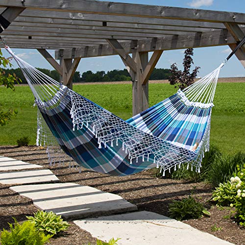 Vivere Authentic Brazilian Cotton Hammock - 450 lb Capacity (Marina) - color: Marina