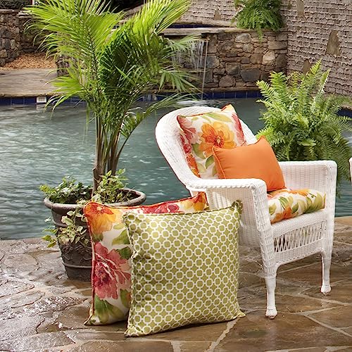 Pillow Perfect Pompeii Solid Indoor/Outdoor Floor Pillow Plush Fill, Weather and Fade Resistant, Floor - 25" x 25", Orange, - color: Orange Sundeck, size: Floor - 25" x 25"