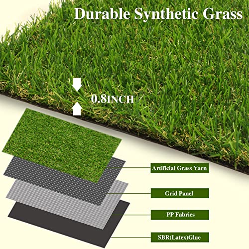 Weidear Artificial Grass 3 ft x 11 ft, 0.8 inch Fake Grass Mat, 4 Tones Synthetic Turf Rug, Indoor Outdoor Turf Grass for Dogs Pets/Patio Lawn Landscape Garden, Customized Sizes - size: 3X11ft