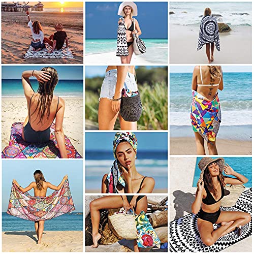 Genovega Oversized Terry Beach Towel 36 x 72 in Soft Extra Large XL Big Pool Towels Adults Clearance Blanket Travel Essentials Cruise Accessories Must Haves Vacation Stuff Lounge Chair Cover Bohemian - color: Bohemian Blue
