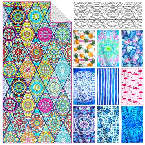 Mandala Oversized Microfiber Pool Sandproof Beach Towel - 72"x36"Quick Fast Dry Sand Free Proof Extra Large Big Outdoor Travel Swim Micro Fiber Blanket Yoga Mat Personalized Women Men Boho Bohemian