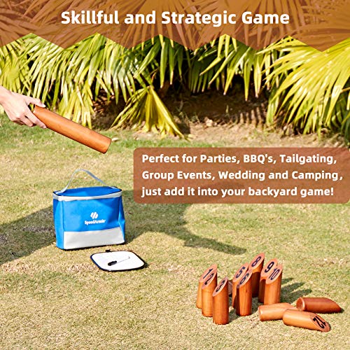 SpeedArmis Wooden Throwing Game, 12 Numbered Block Toss Games Set with Scoreboard & Carrying Case, Indoor Tailgating Bowling Yard Activity‌ for Teens Adults Family