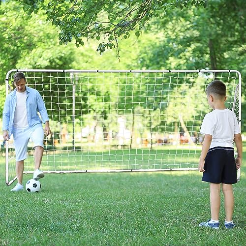 F2C Soccer Net 12 x 6 Soccer Goal for Backyard, Steel Frame for Kids, Adult Portable Shooting Training Aid with Carry Bag,Ground Stakes Waterproof (12x6 FT)
