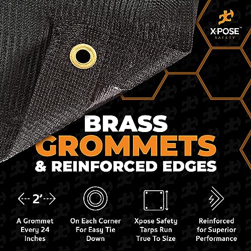 Xpose Safety Heavy Duty Mesh Tarp – 30' x 40' Multipurpose Black Protective Cover with Air Flow - Use for Tie Downs, Shade, Fences, Canopies, Dump Trucks – Weather and Tear Resistant - color: Black, size: 30' X 40'