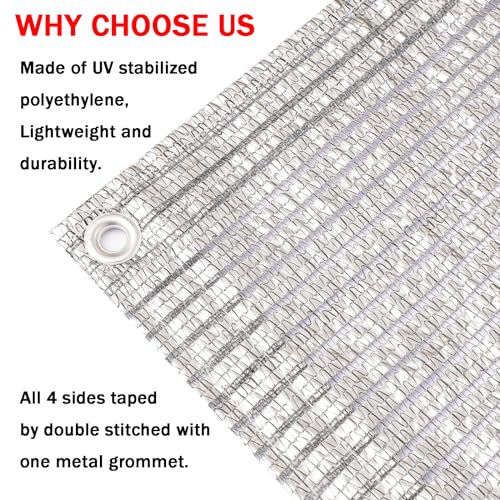 65% Aluminum Foil Shade Cloth with Grommets,10ft x 12ft, Mesh Sun Block Fabric Cover, Canopy, Privacy Screen for Outdoor Patio, Garden, Backyard, Silver - color: 65% Shade Silver, size: 10ft x 12ft