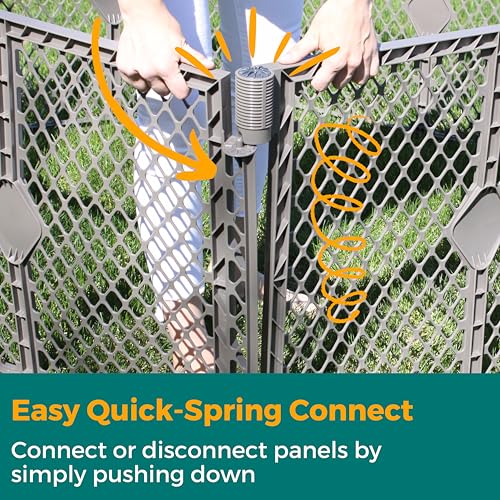MyPet Petyard: 5.5 Ft. Wide Customizable Folding Dog Playpen Indoor/Outdoor. Made in USA. 6-Panel Puppy Playpen. Freestanding Play Pen Dog Gate 26" Tall, Fieldstone - color: Fieldstone, size: 6-Panel, style: Basic