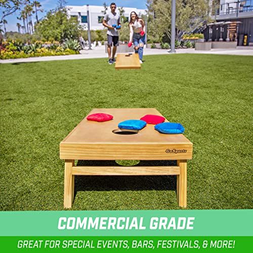 GoSports Premium 4 ft x 2 ft Regulation Competition-Ready Cornhole Board Set - Thick Wooden Board with Stop and Slide Bags - Complete Set for Yard Games, Backyard Outdoor Party Events - style: Light Brown
