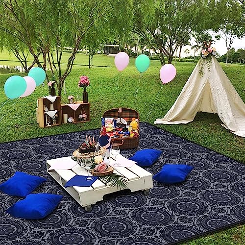 Supfitness Extra Large Picnic Blankets Waterproof Foldable (60 "x 80") Beach Blanket Waterproof Sandproof,3-Layer Thicking Mat Outdoor Packable Camping Blanket - color: Black, size: 5' x 6'8" (Rectangular)