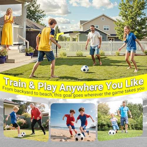 Happy Jump 7x5 FT & 5x3.6 FT Portable Soccer Goal for Youth Players Ages 6–14, Large-Frame Design Built for Long-Term Development, Easy Setup for Backyard, Park or School Training - style: 5x3.6 FT, 2 Set Upgrade