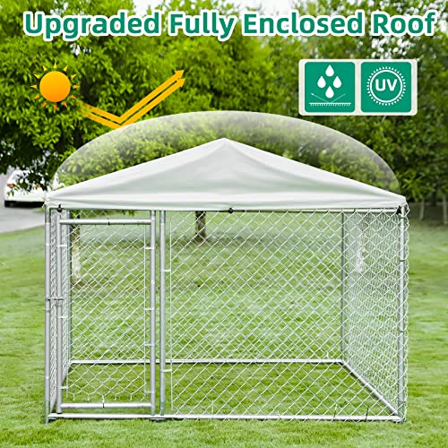 VIVIJASON Outdoor Large Dog Kennel Heavy Duty Fence Dog Cage with Galvanized Chain Link, Outside Pen Playpen Dog Run House with UV & Waterproof Cover and Secure Lock for Backyard (6.5'Lx6.5'Wx5.2'H) - color: 6.5'Lx6.5'Wx5.2'H