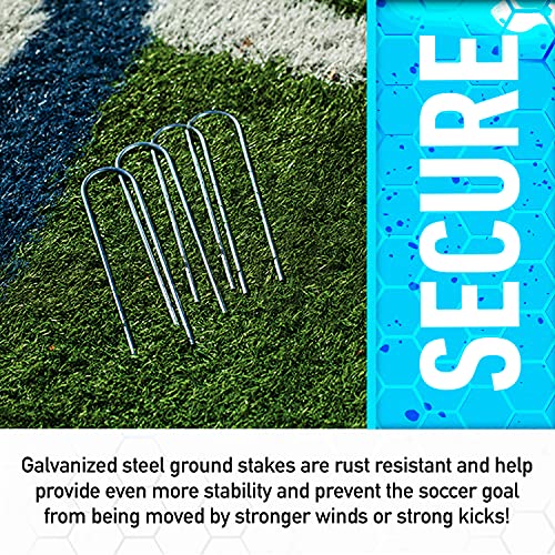 Franklin Sports Competition Soccer Goals - Backyard Portable Steel Soccer Goals - Adult + Youth Soccer Goal with Net + Ground Stakes Included - Multiple Sizes + Colors - color: Silver, style: Folding 6' x 4'