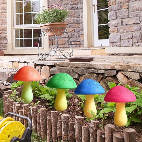 Solar Garden Decor Lights 8 Crack Mushrooms Outdoor Decor Stake Lights, Waterproof Solar Pathway Light Gardening Gifts for Garden Gnomes Backyard Flower Bed Christmas Decorations - color: Multicolor