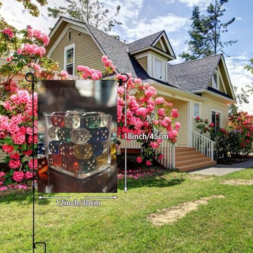 Games Dice Set Print Garden Flag 12" X 18" Double Sided Outdoor Yard Welcome Flag Lawn Flag Holiday Banner For Patio Party Farmhouse Decoration