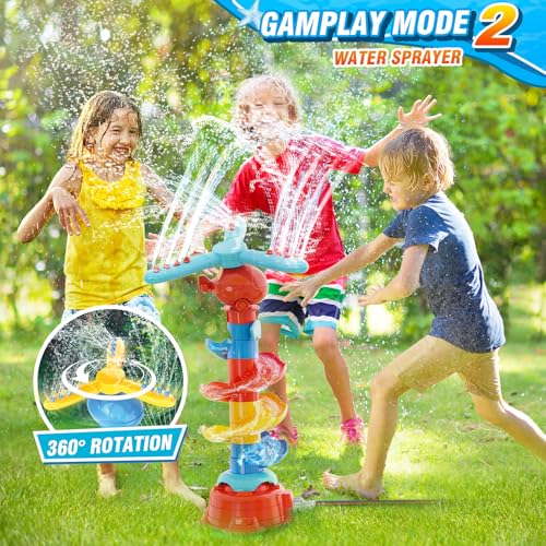 Skirfy Water Sprinkler for Kids,3 in 1 Water Toys for Boys Girls,Catch Ball Game,Outdoor Play Summer Pool Party,Outside Toys,Lawn Backyard,Garden Game Toy for Kids Ages 3 4 5 6 7 8