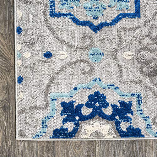 JONATHAN Y Mediterranean Medallion Indoor Outdoor Area Rug 9X12 Blue/Gray, Boho for Backyard, Patio, Porch, Easy-Cleaning, High Traffic, Pet-Friendly, Non-Shedding (AMC101A-9) - size: 8'8" x 12' (Rectangular)