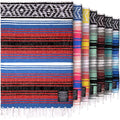 Hydration Nation Authentic Large Handwoven Mexican Striped Throw Blanket - Soft, Durable, Eco-Friendly - 70"x50" - Mariner - color: Mariner