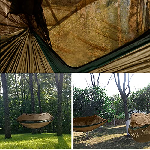 Gold Armour Camping Hammock - Camping Essentials, Double Hammock with Bug Net, Camping Gear Hammock for Outside, Hiking, and Travel (Khaki & Green) - color: Khaki & Green
