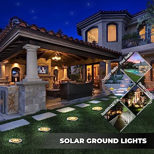 DUUDO Solar Lights for Outside 16Pack, Solar Garden Outdoor Waterproof Pathway Bright In-Ground Lights Landscape Lighting Garden Decor for Yard, Patio, Driveway, Walkway Warm Light - color: Warm light, size: 16pack
