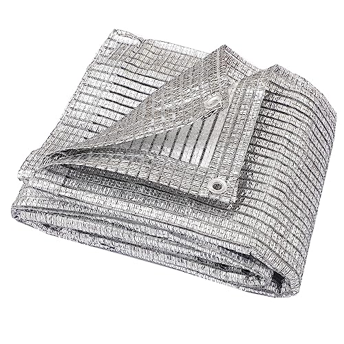 65% Aluminum Foil Shade Cloth with Grommets,6.5ft x 8ft, Mesh Sun Block Fabric Cover, Canopy, Privacy Screen for Outdoor Patio, Garden, Backyard, Silver - color: 65% Shade Silver, size: 6.5ft x 8ft