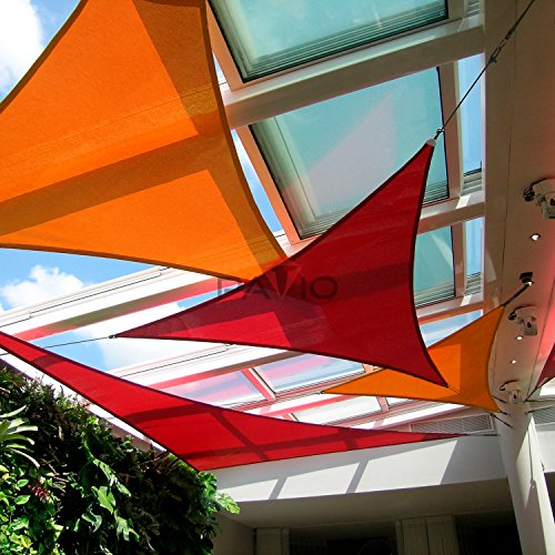 Patio Paradise 3' x 3' x 3' Sun Shade Sail Triangle Canopy Shade Cloth Fabric Sunlight Block Patio Pergola Cover HDPE Deck Awning for Outdoor Backyard Roof Shading, Red - color: Red, size: 3' x 3' x 3'