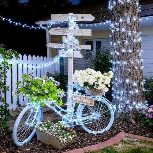 JMEXSUSS 168FT 600 LED White Christmas Lights Outdoor with Remote String Lights Indoor Plug in Cool White Twinkle String Light for Tree Room Party Wedding Decorations - color: White, size: 600 LED