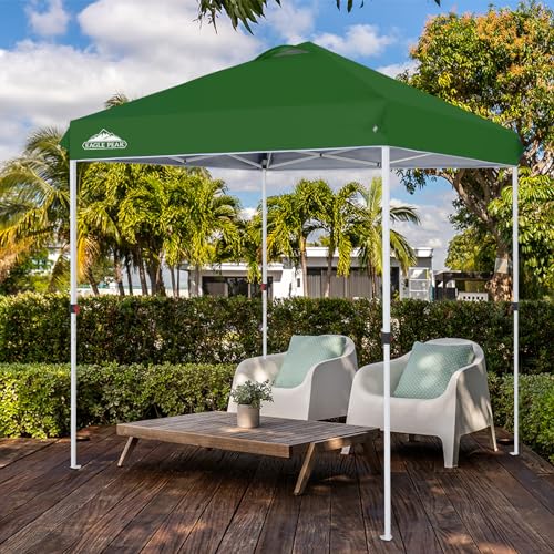 EAGLE PEAK Pop Up Canopy Tent with Wheeled Carry Bag, 8 Stakes, 4 Ropes, Easy Set Up Tent Canopy, 6.6x6.6 ft, Green - color: Green, size: 6.6x6.6
