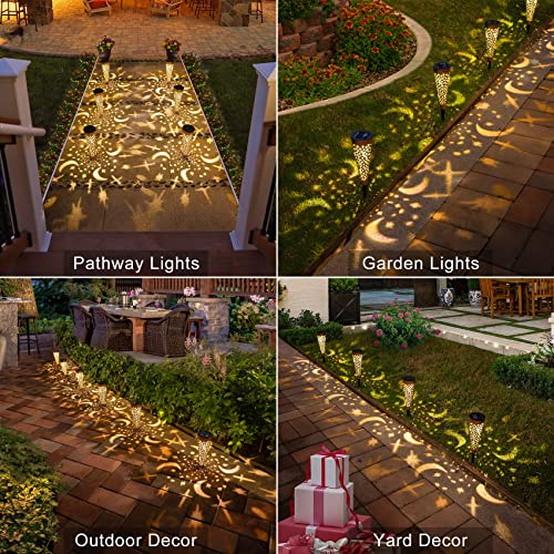 Go2garden Solar Lights Outdoor Decorative Stake Lights Waterproof with Moon Star for Patio, Pathway, Backyard, Outside Decorations, Lawn Ornaments,Garden Gifts (Copper, 6pack) - color: Moon Star Vintage Copper