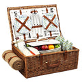 Picnic at Ascot Original Dorset English-Style Willow Picnic Basket with Service for 4 and Blanket- Designed, Assembled & Quality Approved in the USA - color: Wicker With Gazebo Plates/Napkins