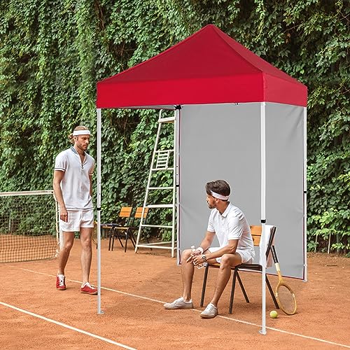 EAGLE PEAK Pop up Canopy 5x5, Outdoor Portable Canopy Tent with One Removable Sunwall, Carry Bag Included, Red - color: Red