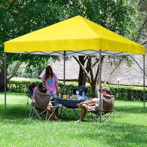COOSHADE Durable Easy Pop Up Canopy Tent 10x10Ft, Light Yellow - color: Light Yellow, size: 10x10Ft