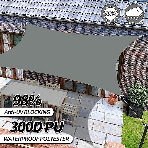 RICHIE Upgrade 8'x10' Sun Shade Sail Rectangle Canopy, Water Resistant & UV Block Sunshade for Outdoor Patio Lawn Beach Garden Carport Backyard Deck Pergola, Grey - color: Gray, size: 8'x10', style: Rectangle