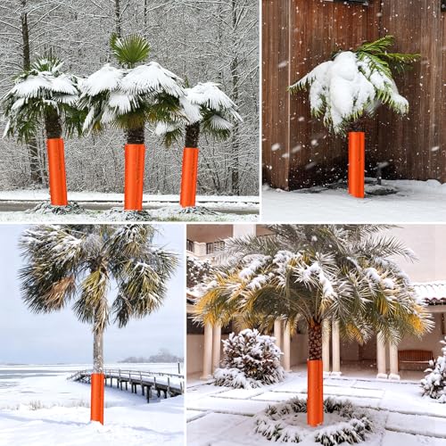 2Pcs Palm Tree Trunk Protectors(Dia 7.9") - 3 Layers Thermal Winter Tree Trunk Freeze Covers with Drawstring for Winter Tree Protection,Plant Trunk Covers Freeze Protection for Outdoor Cold Weather