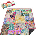 Supfitness Extra Large Picnic Blankets Waterproof Foldable (60 "x 80") Beach Blanket Waterproof Sandproof,3-Layer Thicking Mat Outdoor Packable Camping Blanket - color: Flower, size: 60x80in